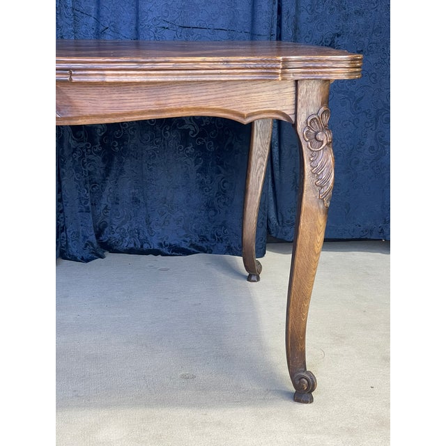 1950s 1950s Country French Oak Retractable Dining Table With a Marquetry Top For Sale - Image 5 of 12