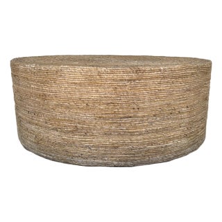 Organic Modern Woven Banana Round Coffee Table For Sale