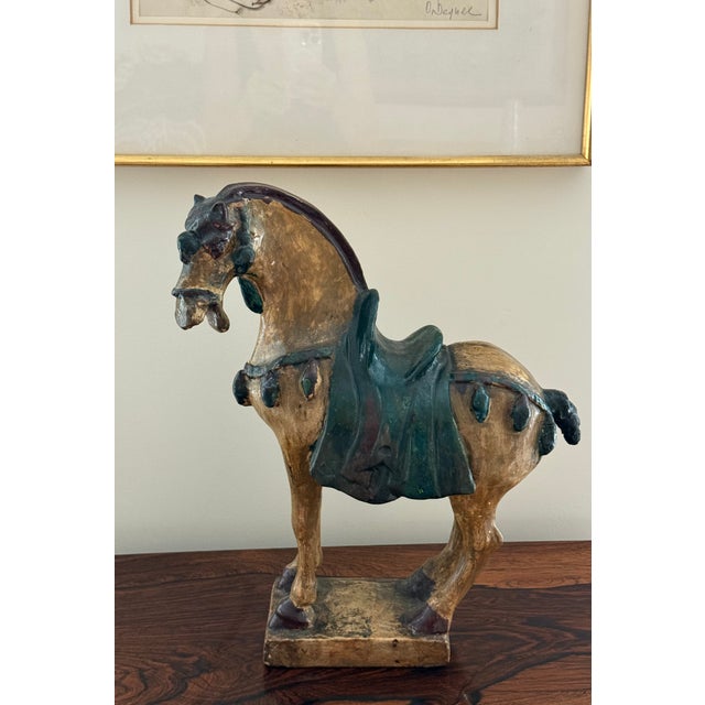 Chinoiserie Large Polychrome Tang Horse Statue For Sale - Image 3 of 10