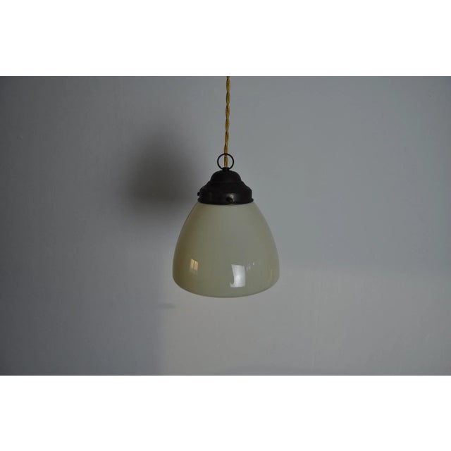 Scandinavian Art Deco Opaline Glass Pendant Lamp, 1930s For Sale - Image 4 of 8