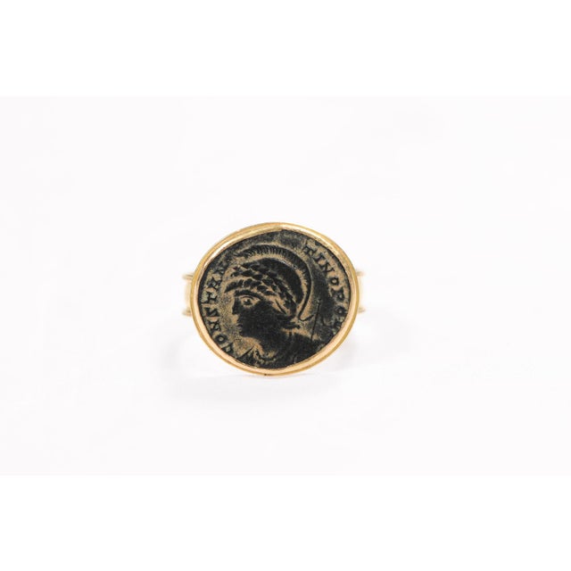 21 Karat Ring W/ Bronze Coin Portrait, Size 7.75 For Sale - Image 9 of 10
