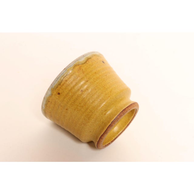 Petite Vintage Matte Ochre Studio Stoneware Vessel / Bud Vase by Deanna Nichols For Sale In New York - Image 6 of 13