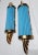 Art Deco Pair Vintage Art Deco Skyscraper Wall Sconces Fixture Brass & Blue Glass Rod Ship Light For Sale - Image 3 of 6