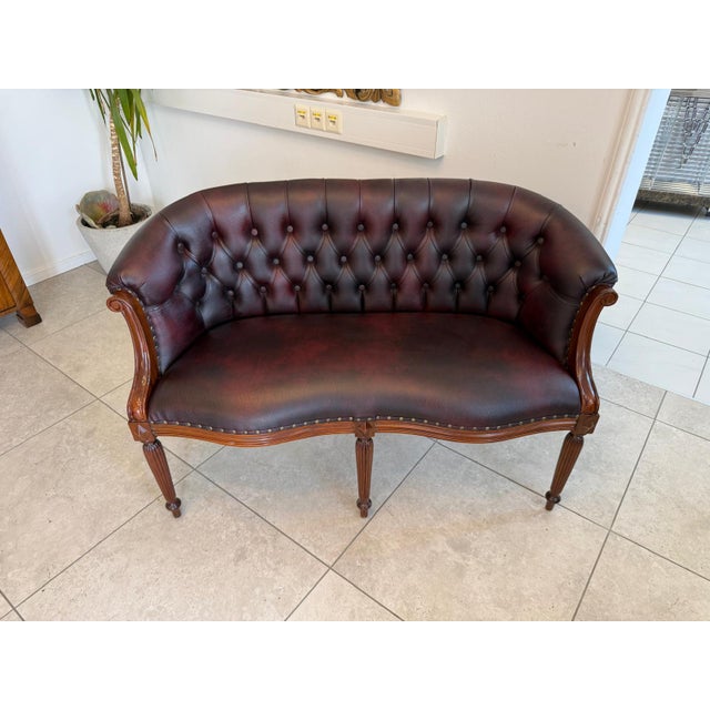 Chesterfield Two Seater Club Sofa in Oxblood by Kultmöbel, 2000s For Sale - Image 4 of 9