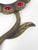 Mid 20th Century Vintage Brass Floral Hand Mirror With Red Glass Cabochons, Art Nouveau Style For Sale - Image 5 of 13