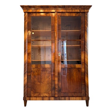 Antique Biedermeier Display Cabinet in Walnut For Sale