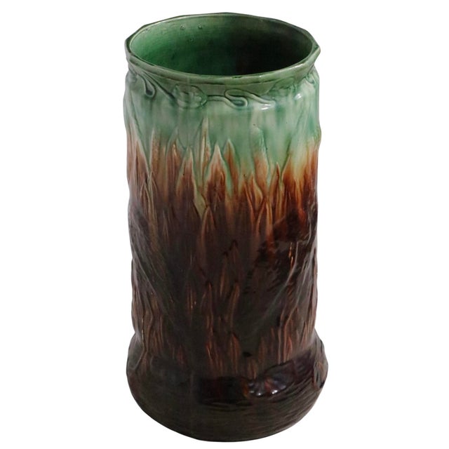 Weller Pottery Antique Majolica Umbrella Cane Stand Possibly Weller or Roseville For Sale - Image 4 of 15
