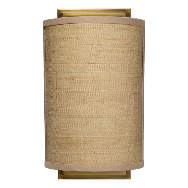 Jamie Young Riley Wall Sconce in Raffia For Sale