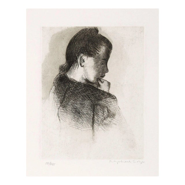 Raphael Soyer Etching - Portrait of a Girl For Sale