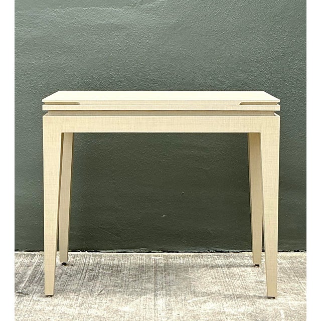 Vintage Custom Built Grasscloth Extendable Console/Game Table For Sale - Image 12 of 12