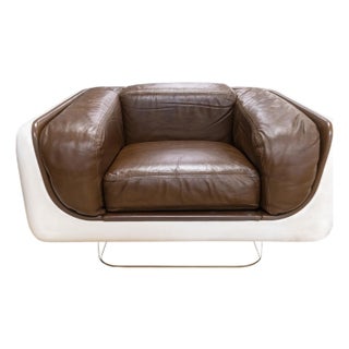 Vintage 1978 William Andrus for Steelcase Brown Leather Soft Seating Armchair For Sale