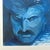 Wood Vintage Signed Blue Expressionist Male Portrait Oil Painting For Sale - Image 7 of 15