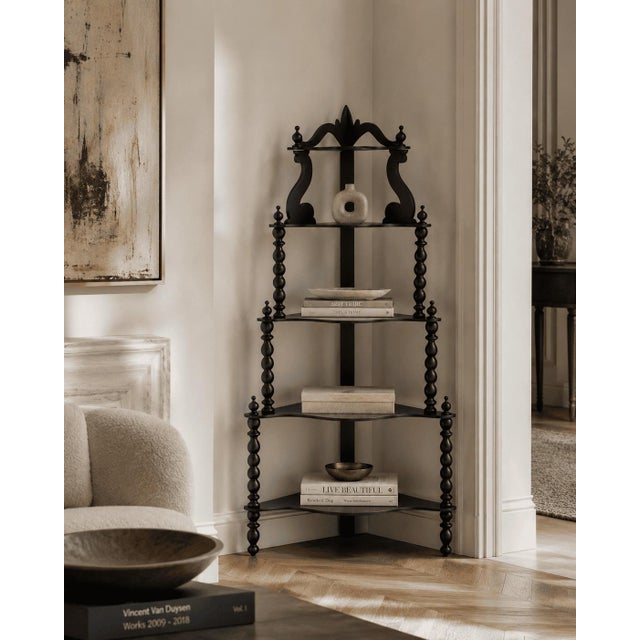 Corner Cabinet with Shelves – 19th-Century Period Etagere Corner etagere with 5 adjustable shelves, beautifully...