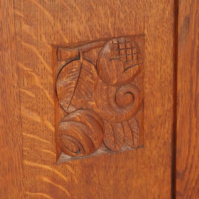 Art Nouveau Oak Wardrobe with Mirror, 1920s For Sale - Image 12 of 18
