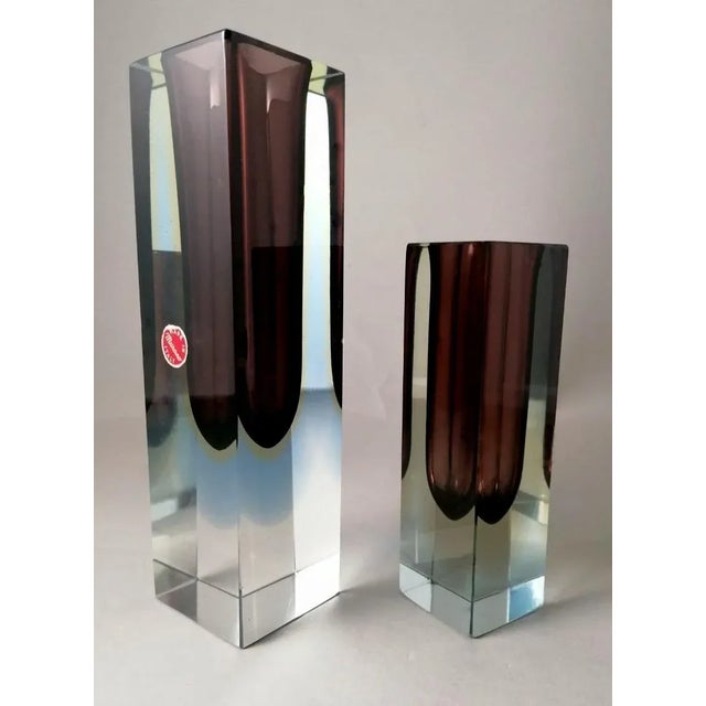 Mid-Century Modern Murano Sommerso Colored Glass Vases by Alessandro Mandruzzato, 1960s, Set of 2 For Sale - Image 3 of 13