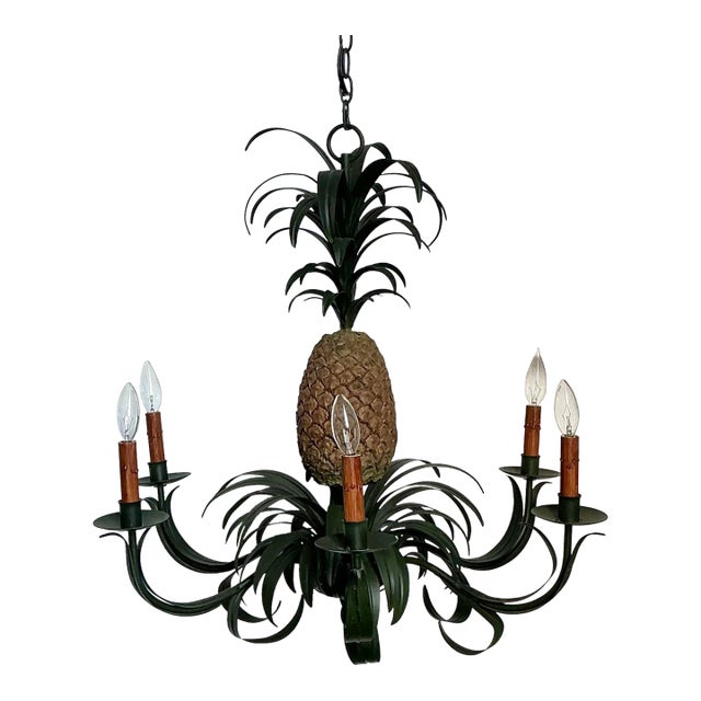 Vintage Tole Pineapple Chandelier For Sale