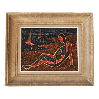 Nude Figurative Composition, 1950s, Oil Painting on Canvas, Framed For Sale
