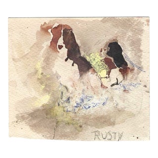1950s Watercolor of Dogs For Sale