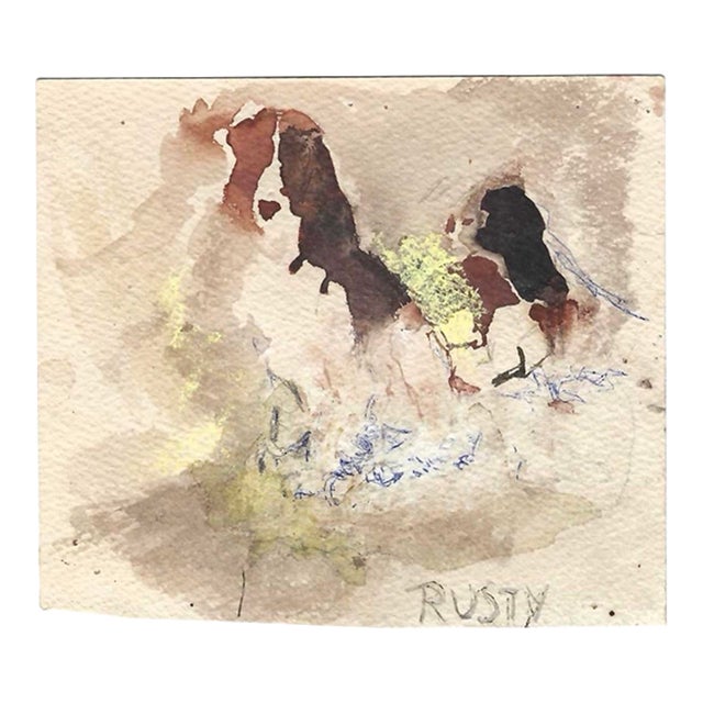 1950s Watercolor of Dogs For Sale