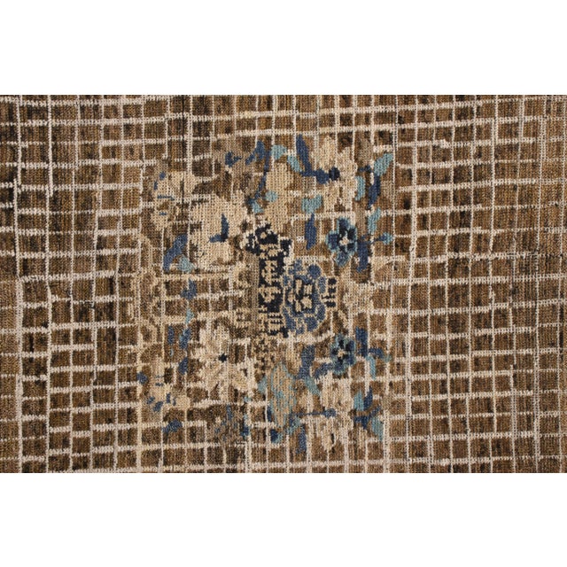 2020s Rug & Kilim’s Chinese Art Deco Style Rug in Beige-Brown and Blue Medallion Style For Sale - Image 5 of 5