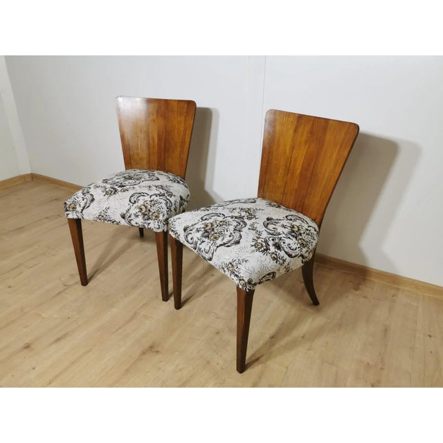 Textile Set of Art Deco Dining Chairs by Jindrich Halabala For Sale - Image 7 of 14