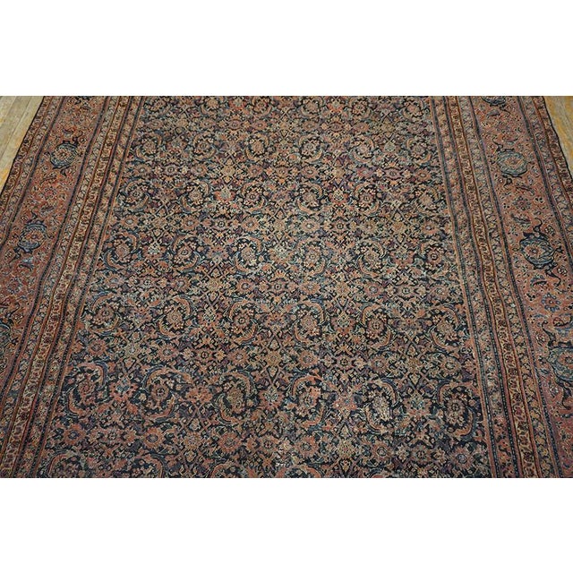 Textile Supreme Dark Blue Ground Color With Small Rosettes in a Geometric Design Antique Persian Herat Rug For Sale - Image 7 of 14