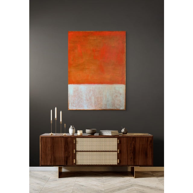 Red "N7" Contemporary Abstract Color Field Oil Painting by Ko Bhamra For Sale - Image 8 of 13