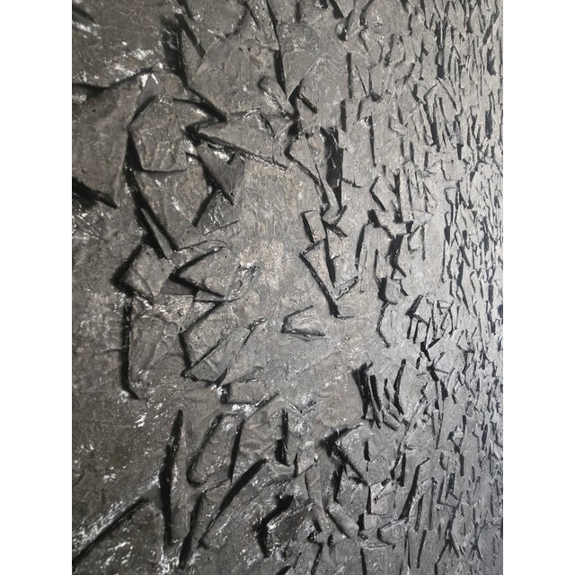 Black Oversized Matte Black & White Textured Abstract — Original Oil Painting by Diane Grant | Louise Nevelson For Sale - Image 8 of 18
