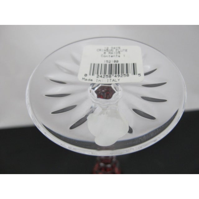 Glass Waterford Crystal 12 Days of Christmas 8 Maids Milking Crimson Champagne Flute For Sale - Image 7 of 8