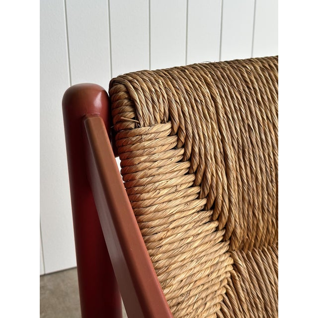 Pair of Vintage Red Lacquered Rush Lounge Chairs, Attributed to Vico Magistretti For Sale - Image 18 of 18