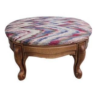 Mid 20th Century Provincial Style Fruitwood and Upholstered Footstool For Sale