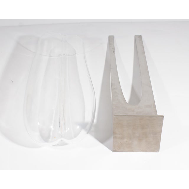 Postmodern Av Mazzega Italian Model S 510 Glass and Steel Mount Vase by Carlo Nason For Sale - Image 3 of 10