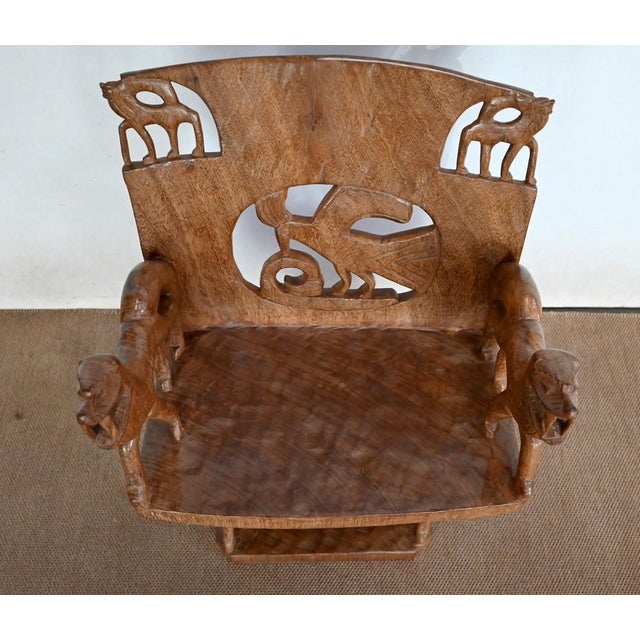 Brown Carved Mahogany Chair, 1950s For Sale - Image 8 of 18