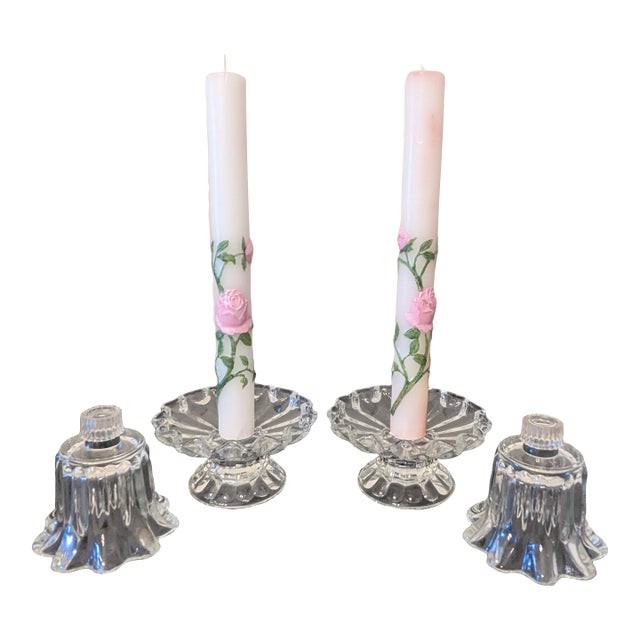 Vintage Chantilly Ruffled Candle Holders by Partylite (4 Piece Set) For Sale