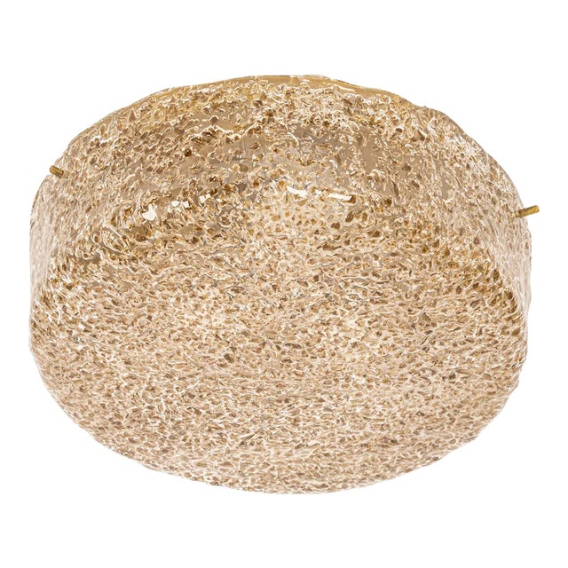 Large Brass Hillebrand Murano Glass Flush Mount, Germany, 1970s For Sale