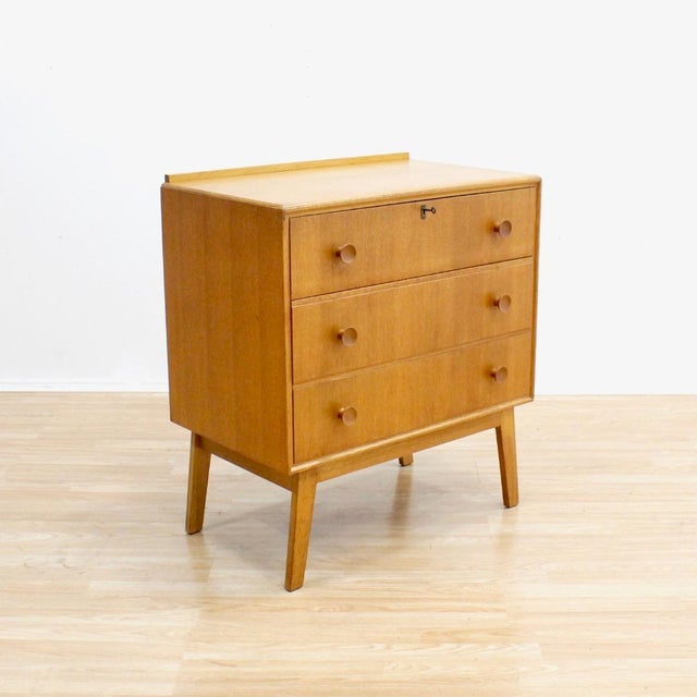 Mid-Century Modern 1960s Small Mid Century Oak Vanity Dresser by Meredew For Sale - Image 3 of 10