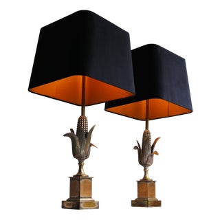Corn Table Lamps from Maison Charles, 1950s, Set of 2 For Sale