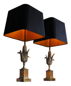 Corn Table Lamps from Maison Charles, 1950s, Set of 2