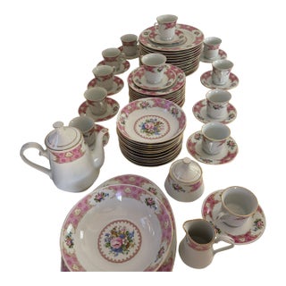 1990s Remington Red Sea Fine China Set With 12 Place Settings - 67 Piece For Sale