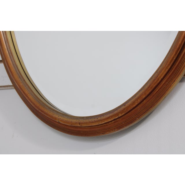 Oval Gold Framed Beveled Glass Wall Mirror For Sale - Image 4 of 11
