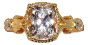 Certified Natural 2.82cts vs F Diamond Morganite 18k Solid Gold Ring, Size 5.75