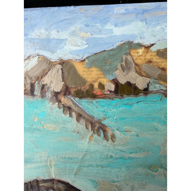 Contemporary 12” Encaustic BayArea Painting on Antique Collage Hartman For Sale - Image 3 of 7