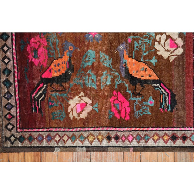 Pictorial Vintage Turkish Pigeon Rug - 1'10" x 2'4" For Sale - Image 4 of 6