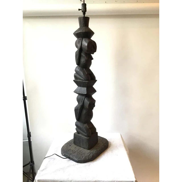 1960s 1960s Wood TOTEM Pole Lamp For Sale - Image 5 of 12