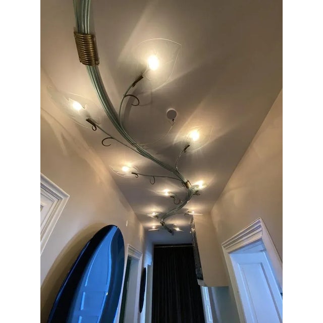 Amazing very large 6.5 meter length wall lamp, unique piece attributed to Fontana Arte, Italy circa 1950, lacquered brass,...