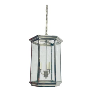 Remains Lighting "Philip" Hexagonal Nickel Lantern Pendant Light, American Light For Sale