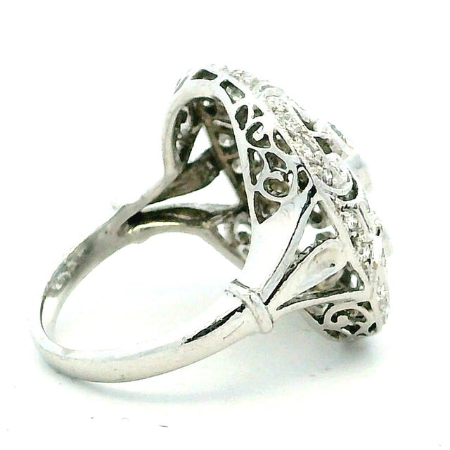 Antique-Style 14K White Gold Sapphire & Diamond Filigree Ring For Sale - Image 9 of 12