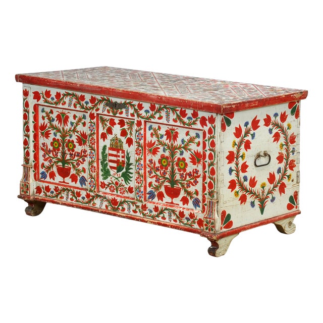 Folk Art Bridal Chest, 1943 For Sale