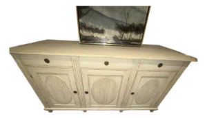 1910s Long Gustavian Style Painted Sideboard/Buffet With Molded Top,