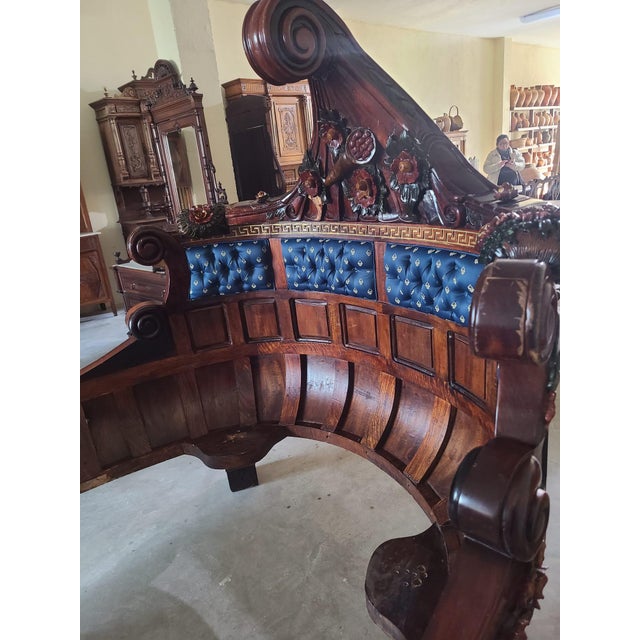 Traditional Antique French Empire Style Lit Bateau Bed in Carved Wood, 1880 For Sale - Image 3 of 18